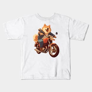 Cool dog riding motorbike Kids T-Shirt